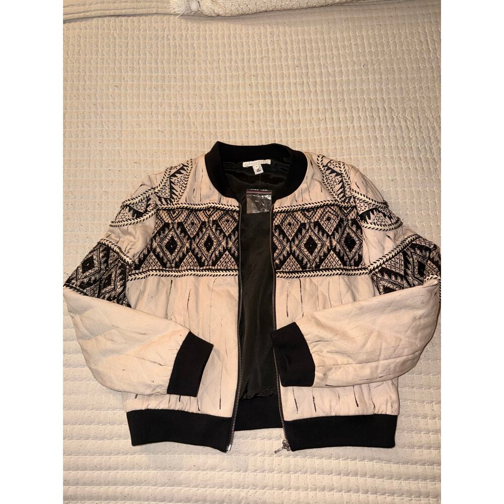 Alphamoment Cream beaded bomber jacket size 38